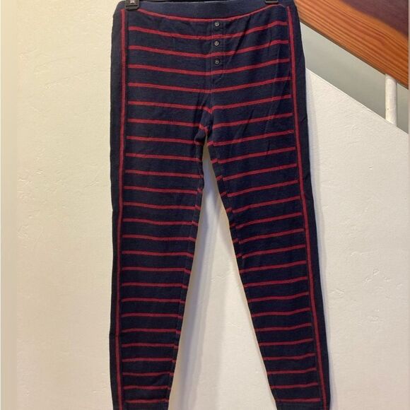 Madewell navy‎ and red striped sleep leggings size M Cozy Warm EUC - Picture 3 of 5